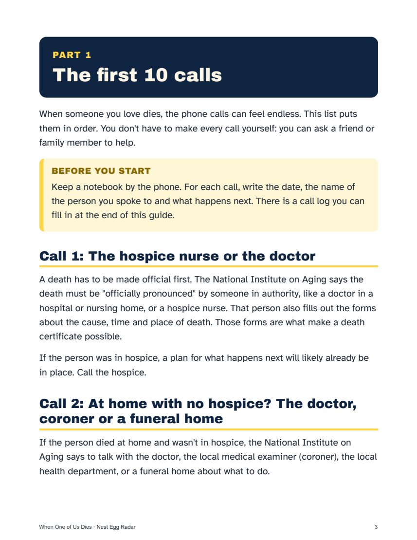 Page 3 of the guide: Part 1, The first 10 calls
